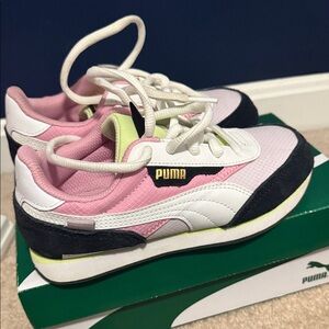 Puma Kids Sneakers in Pink, White, and Black